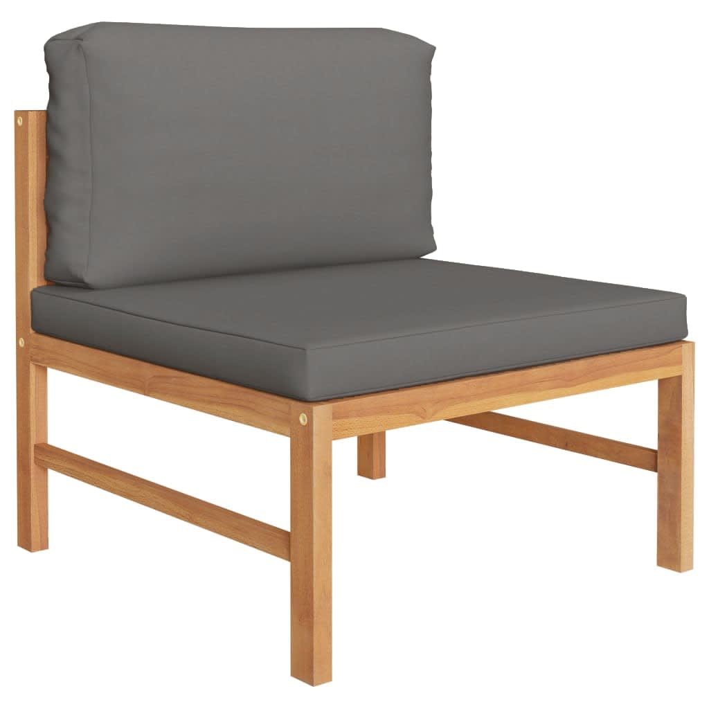 3-Tlg. Garten-Lounge-Set Mit Kissen Teakholz
