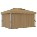 Pavillon Mit Vorhang 4X3 M Taupe Aluminium Blattmuster