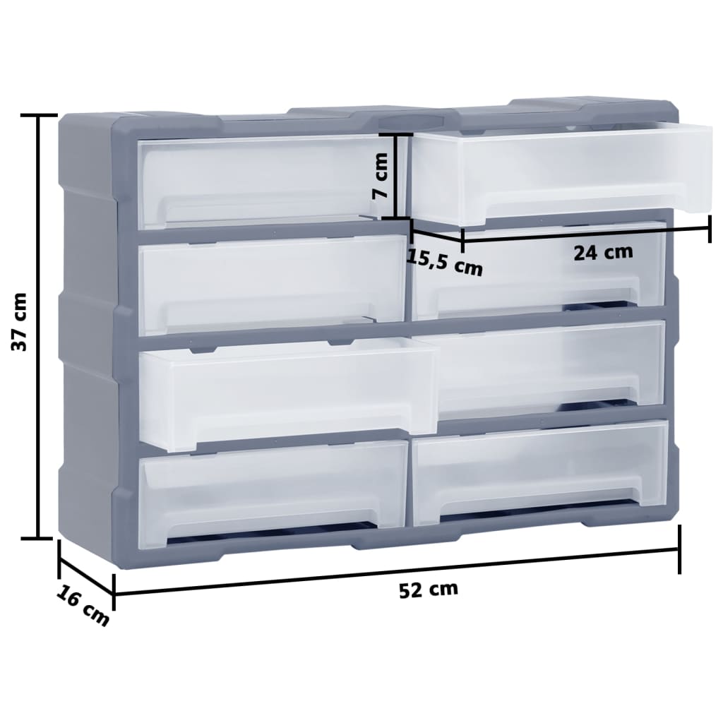 Multi-Schubladen-Organizer 8 Große Schubladen 52X16X37 Cm Grau