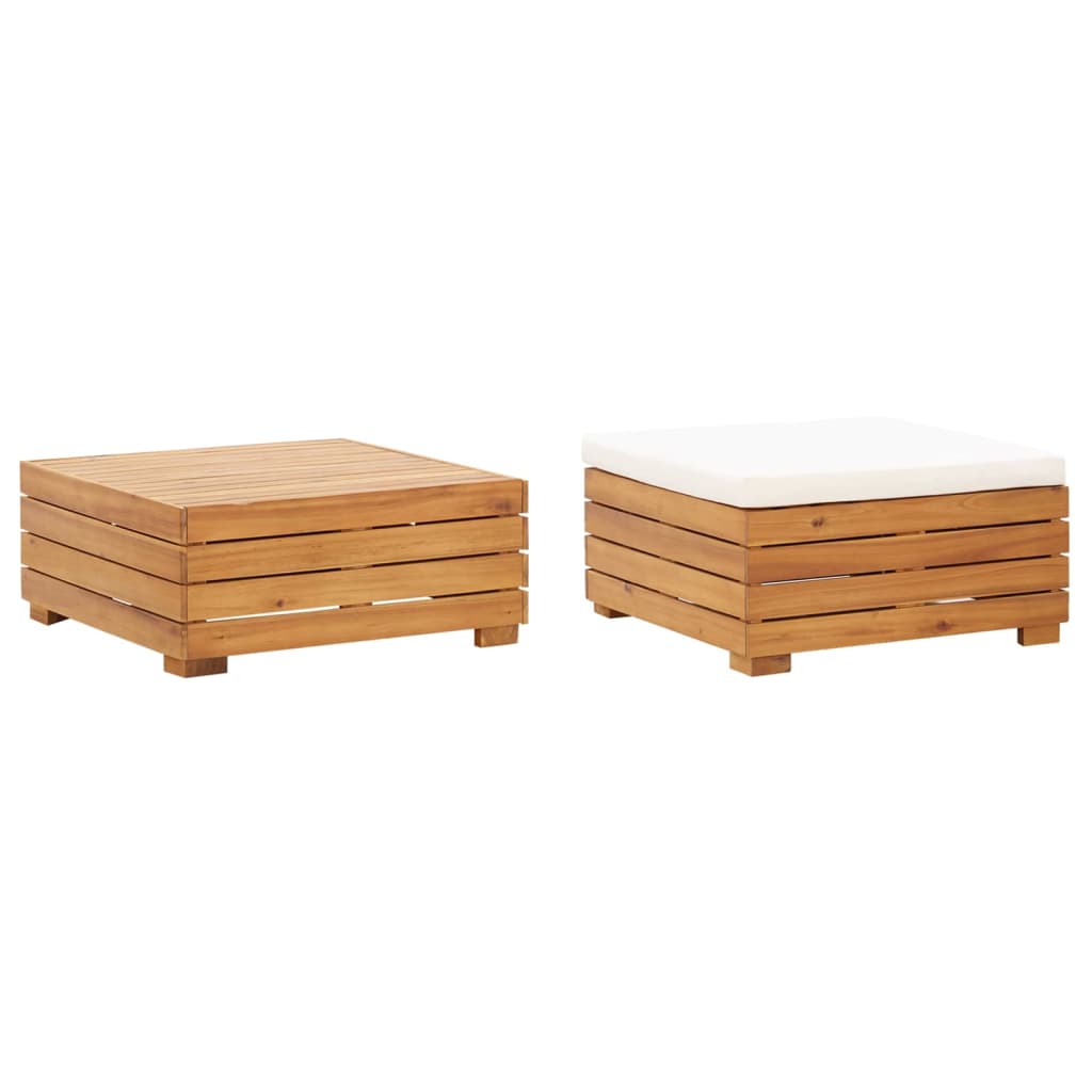 2-Tlg. Garten-Lounge-Set Mit Kissen Massivholz Akazie