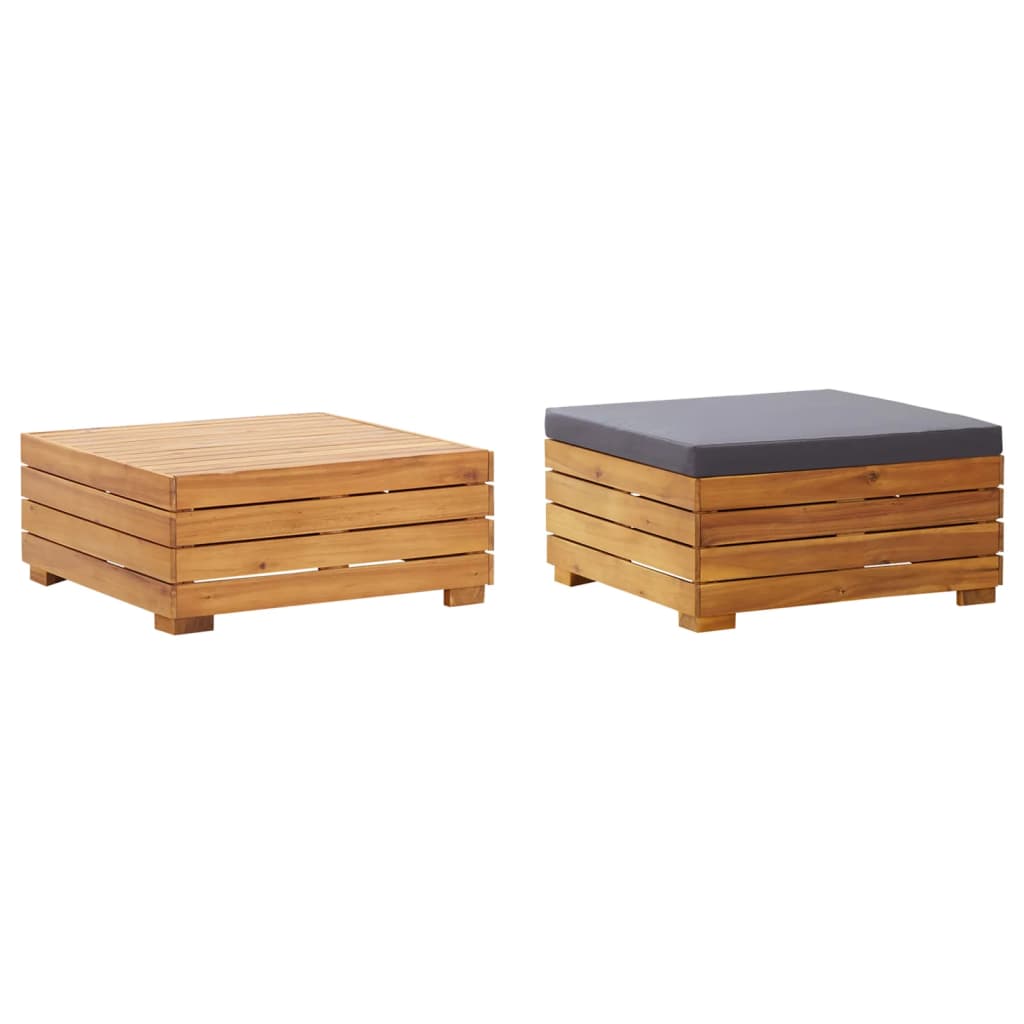 2-Tlg. Garten-Lounge-Set Mit Kissen Massivholz Akazie