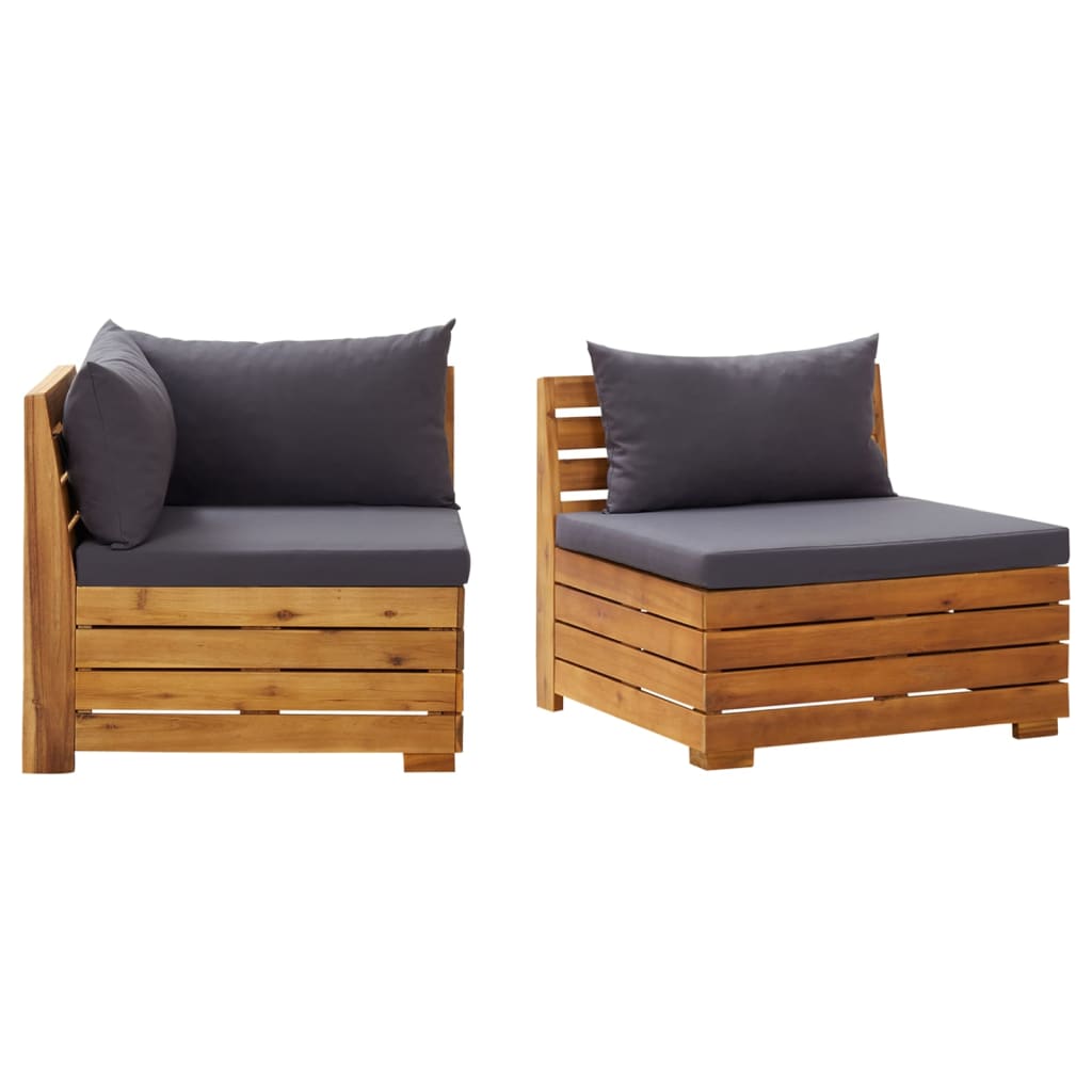 2-Tlg. Garten-Lounge-Set Mit Kissen Massivholz Akazie