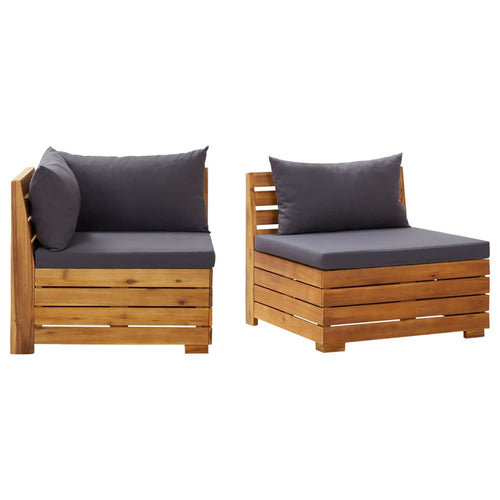 2-Tlg. Garten-Lounge-Set Mit Kissen Massivholz Akazie