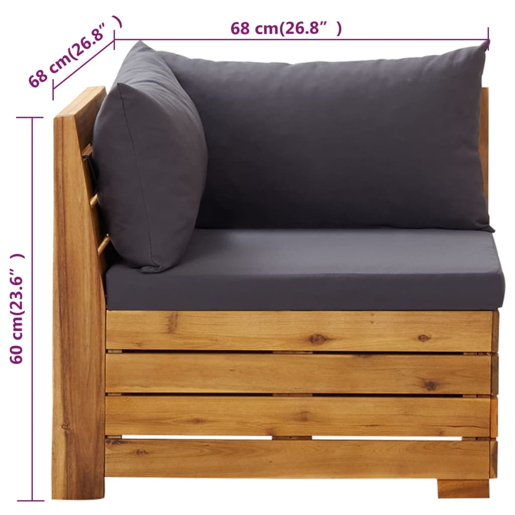 2-Tlg. Garten-Lounge-Set Mit Kissen Massivholz Akazie