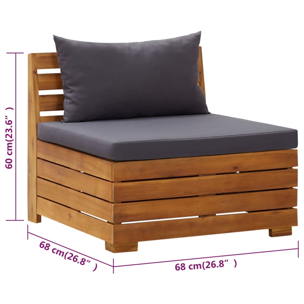 2-Tlg. Garten-Lounge-Set Mit Kissen Massivholz Akazie
