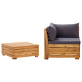 2-Tlg. Garten-Lounge-Set Mit Kissen Massivholz Akazie