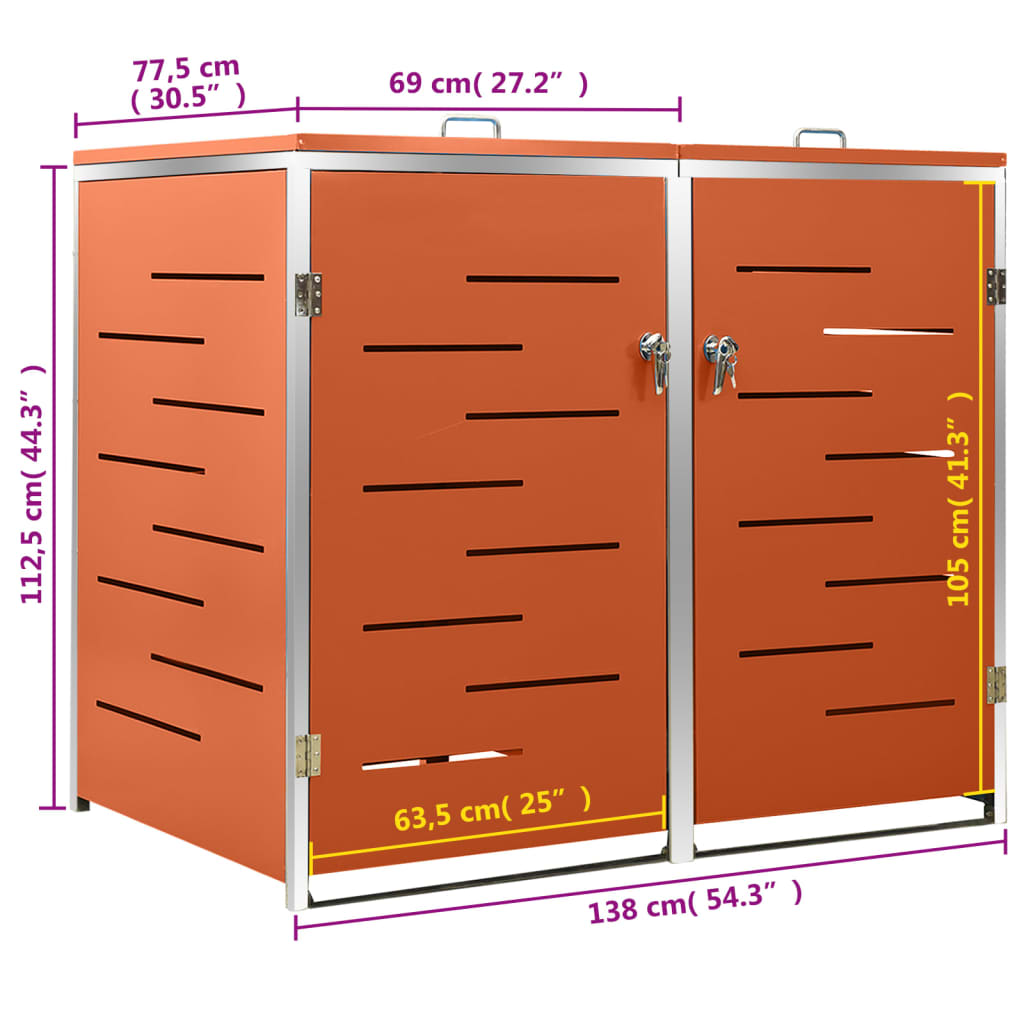 Mülltonnenbox Für 138X77,5X112,5 Cm Edelstahl Orange