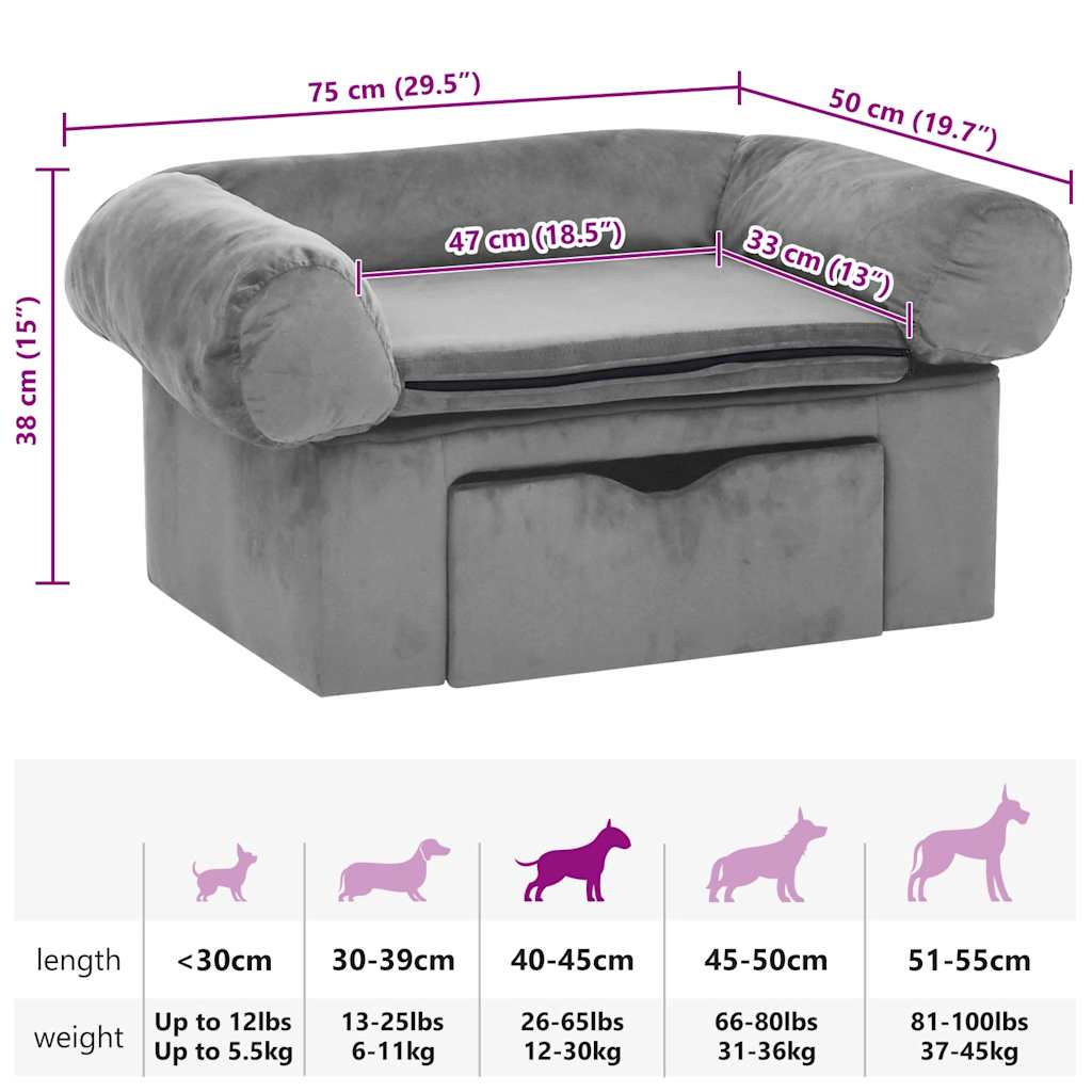 Hundesofa Mit Schublade 75X50X38 Cm Plüsch
