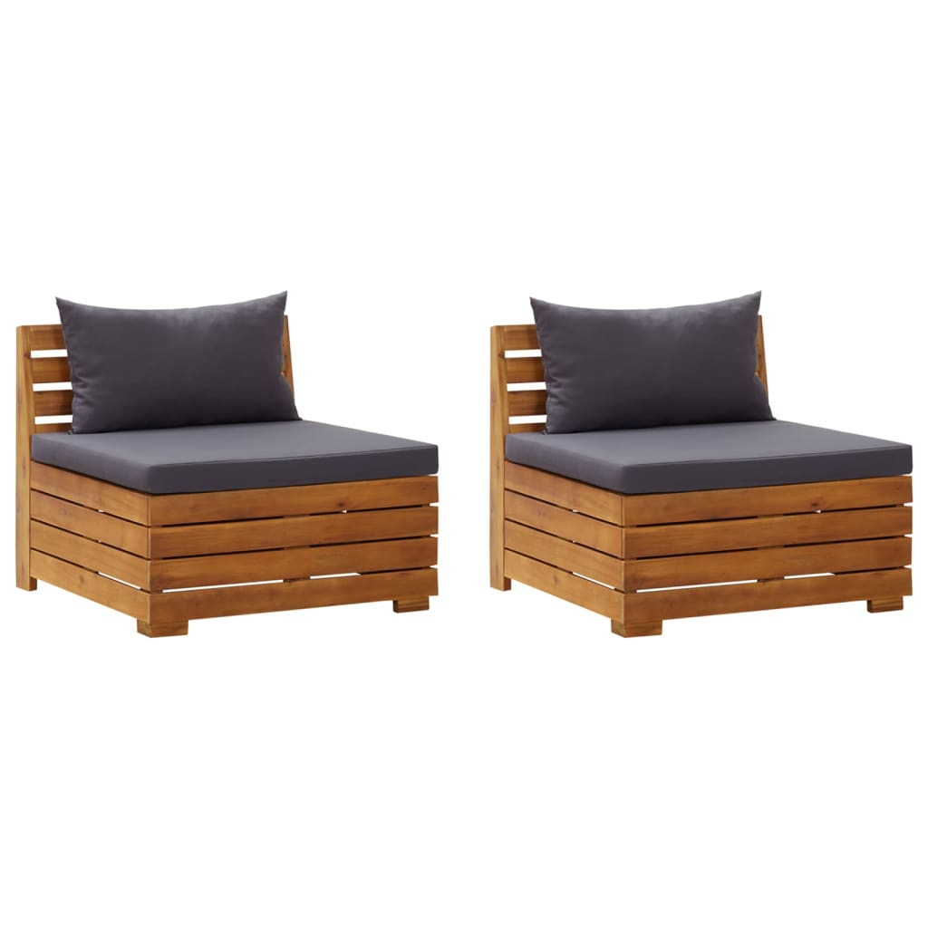 2-Tlg. Garten-Lounge-Set Mit Kissen Massivholz Akazie
