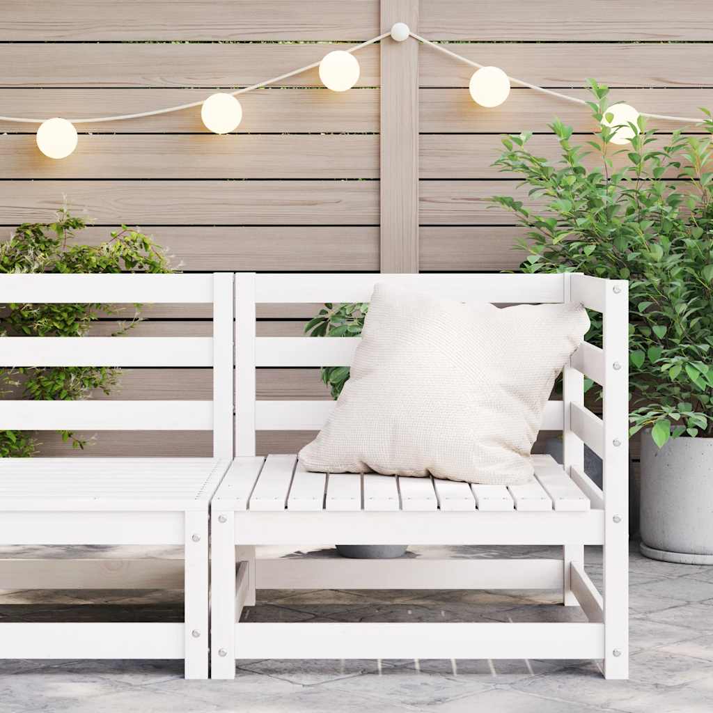 2-Tlg. Garten-Lounge-Set Kiefer Massivholz Weiß