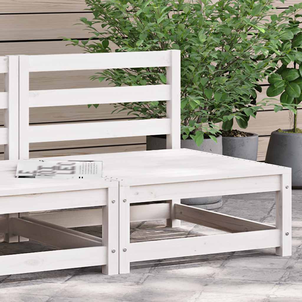2-Tlg. Garten-Lounge-Set Kiefer Massivholz Weiß