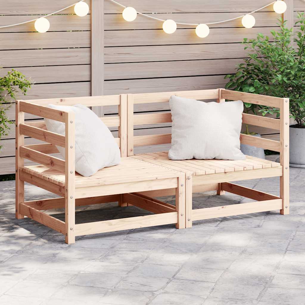 2-Tlg. Garten-Lounge-Set Massivholz Kiefer Natur