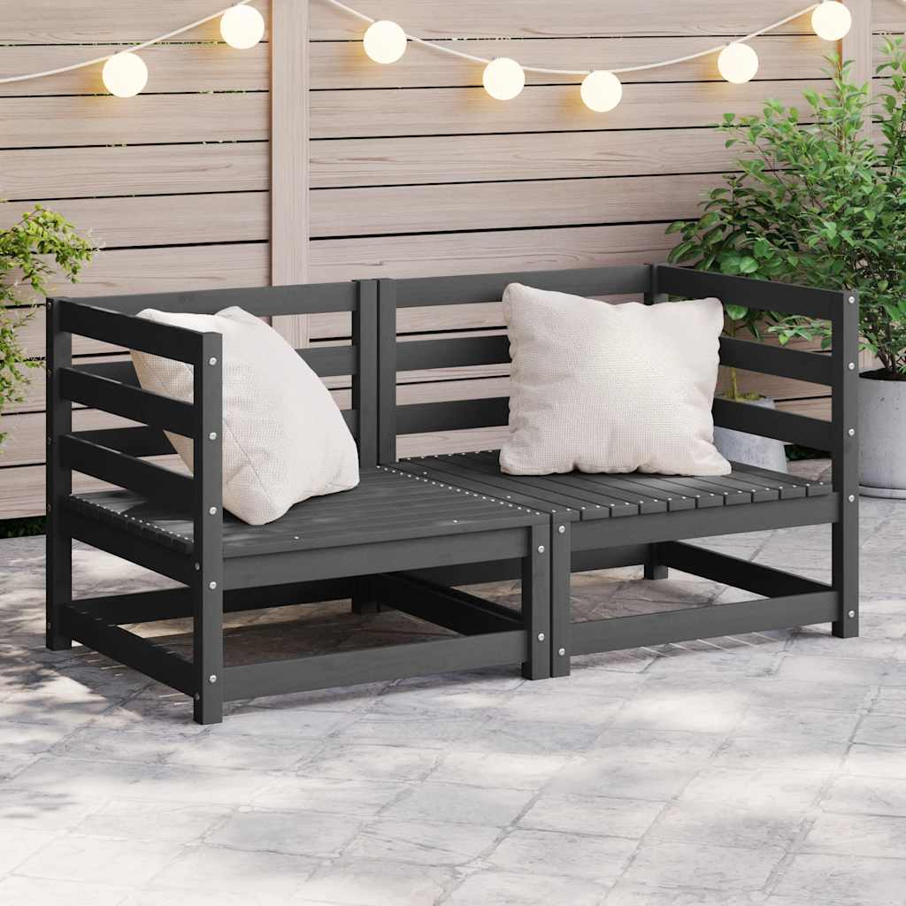 2-Tlg. Garten-Lounge-Set Kiefer Massivholz Grau