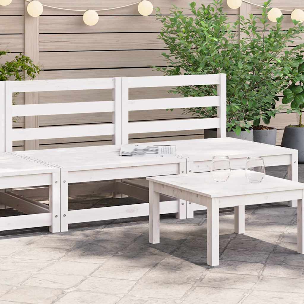 2-Tlg. Garten-Lounge-Set Kiefer Massivholz Weiß