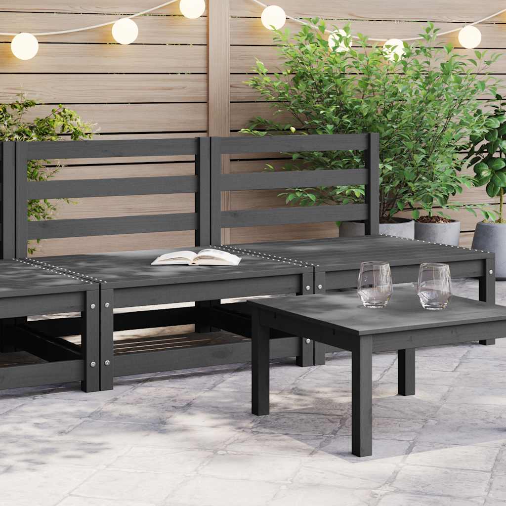 2-Tlg. Garten-Lounge-Set Kiefer Massivholz Grau