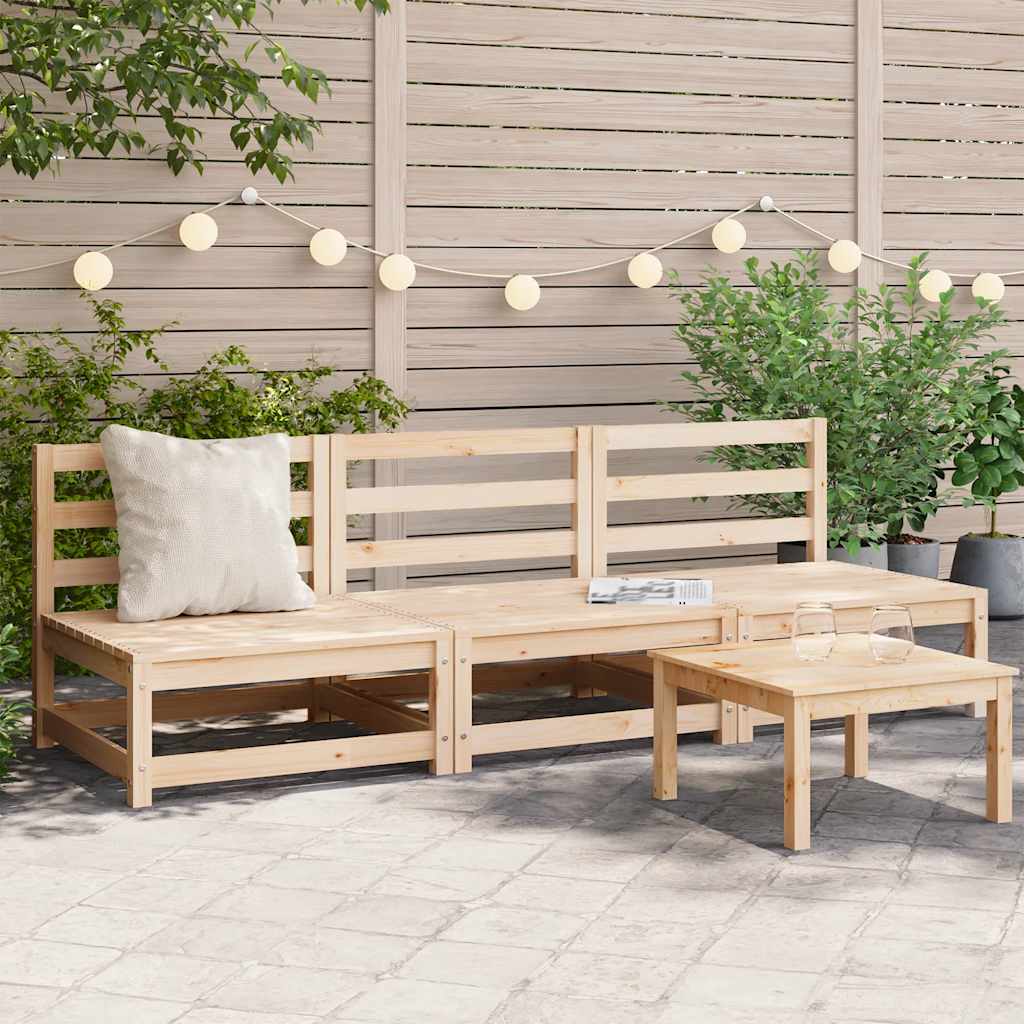 2-Tlg. Garten-Lounge-Set Massivholz Kiefer Natur