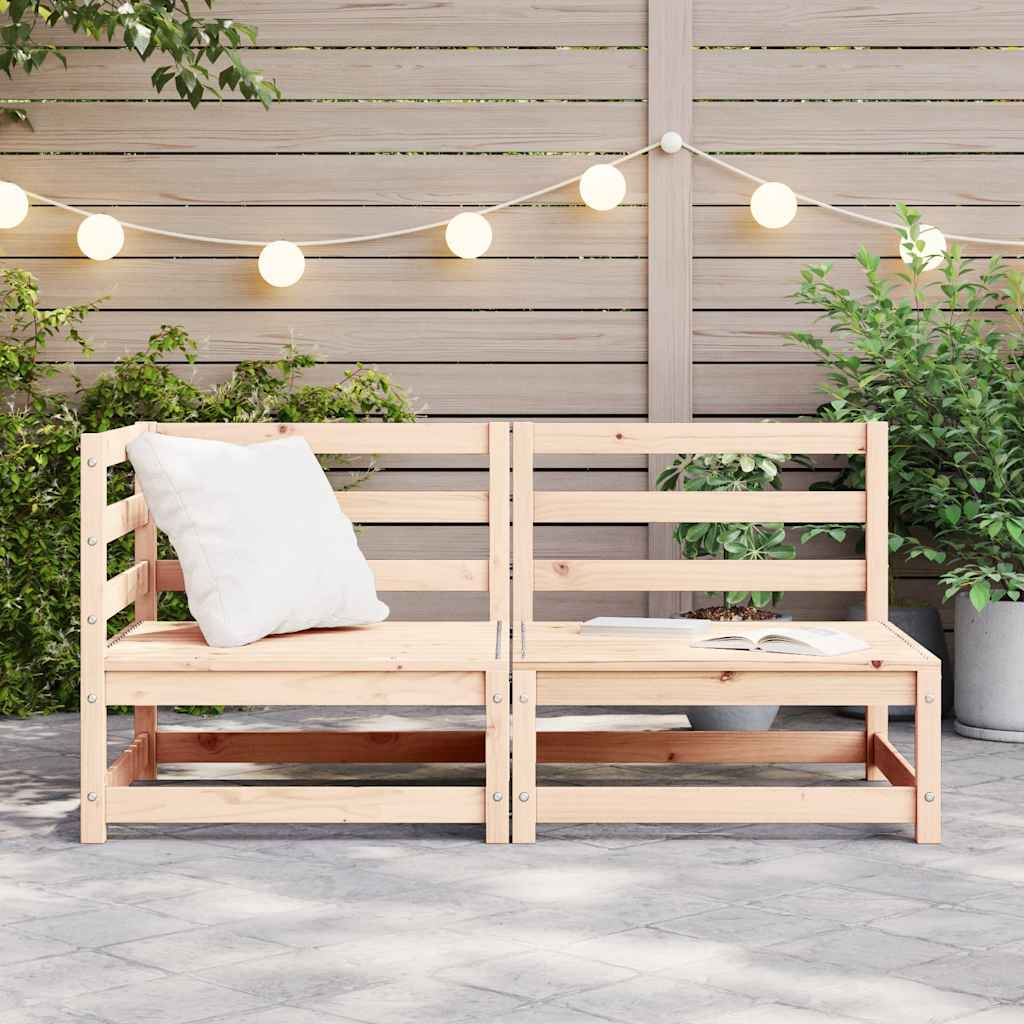2-Tlg. Garten-Lounge-Set Massivholz Kiefer Natur