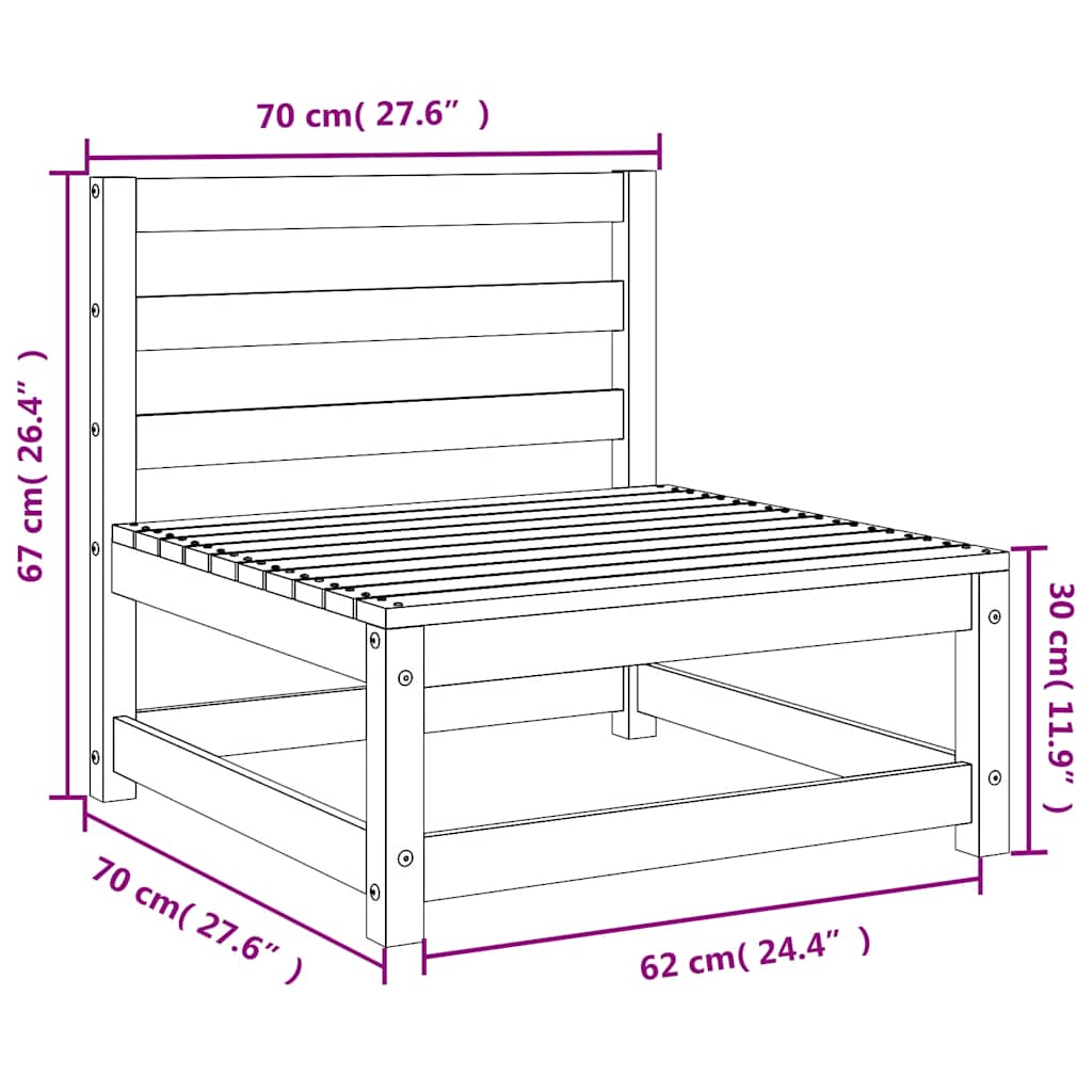 2-Tlg. Garten-Lounge-Set Massivholz Kiefer Natur