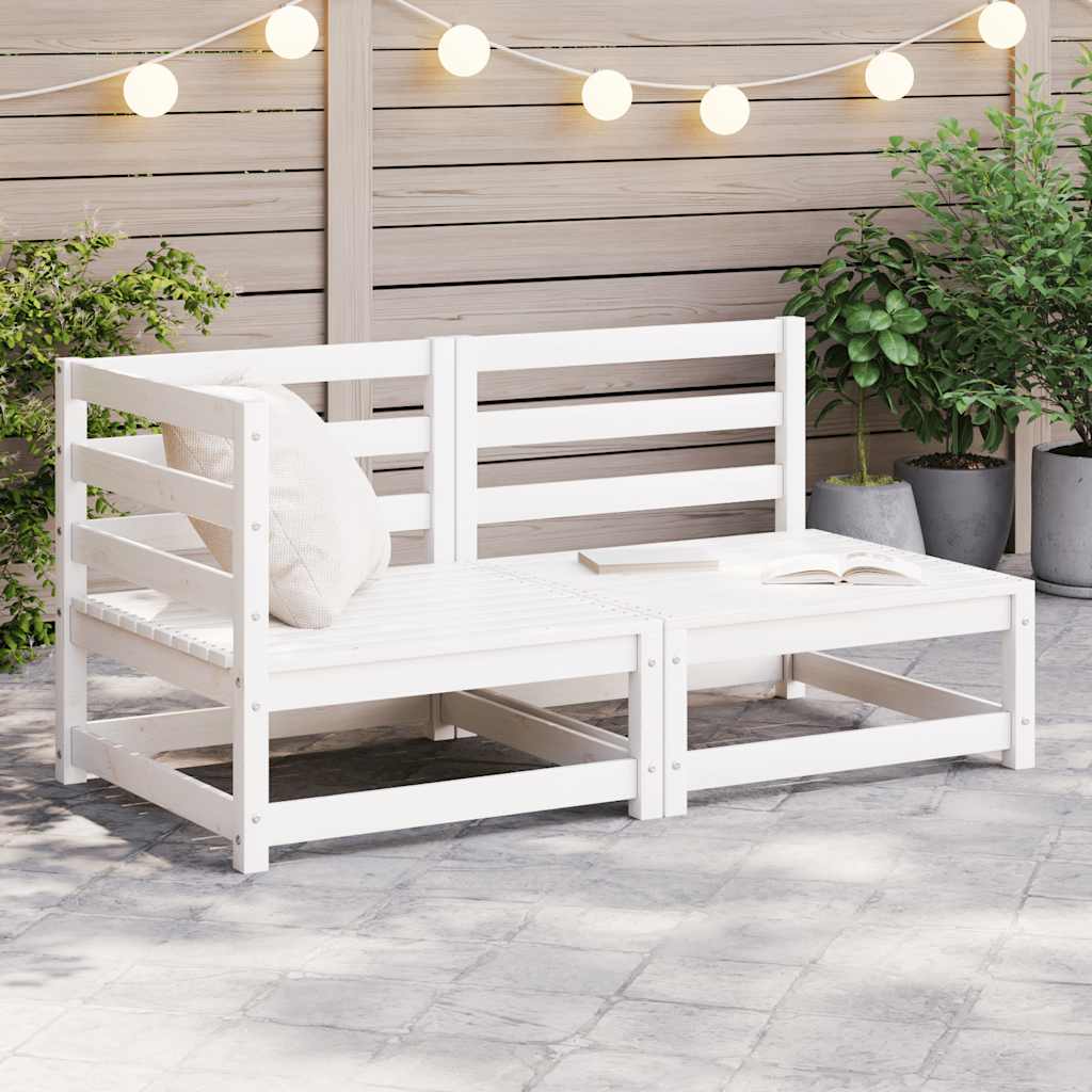 2-Tlg. Garten-Lounge-Set Kiefer Massivholz Weiß