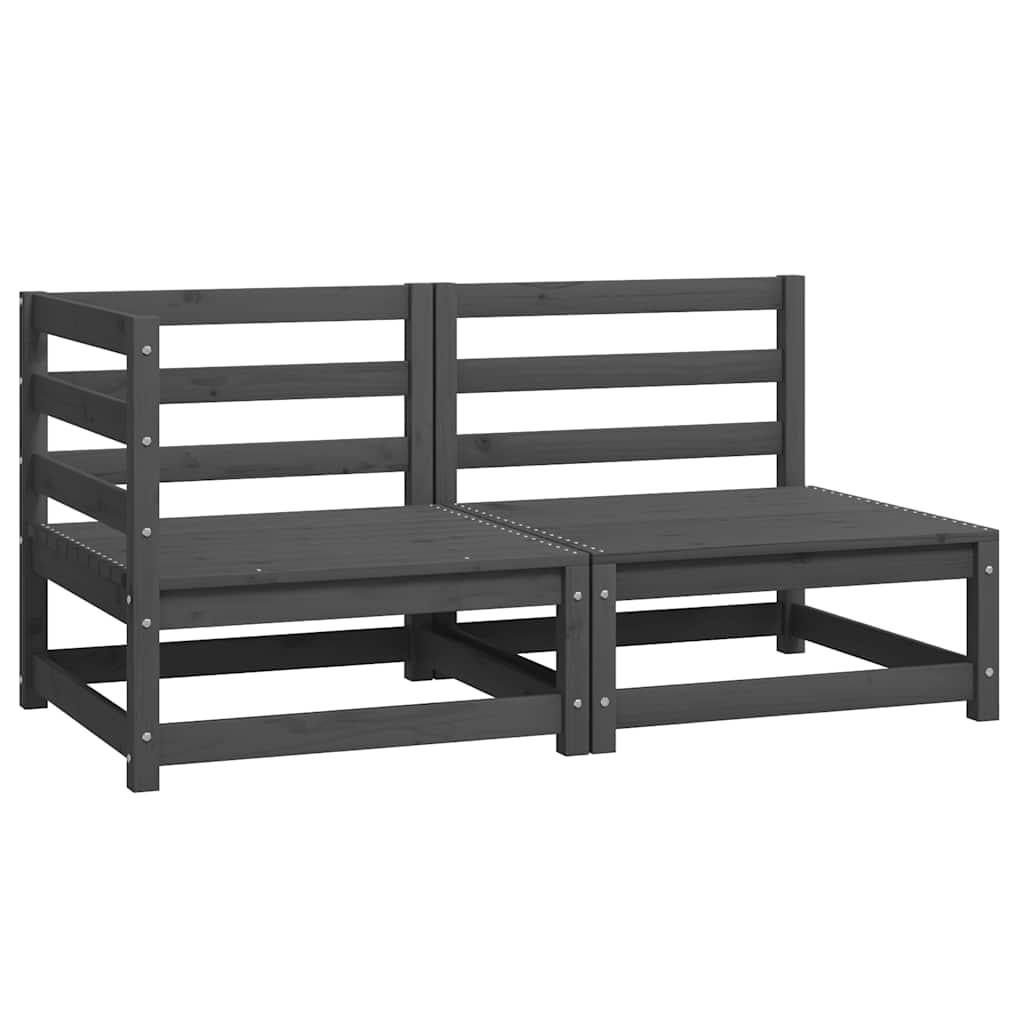 2-Tlg. Garten-Lounge-Set Kiefer Massivholz Grau