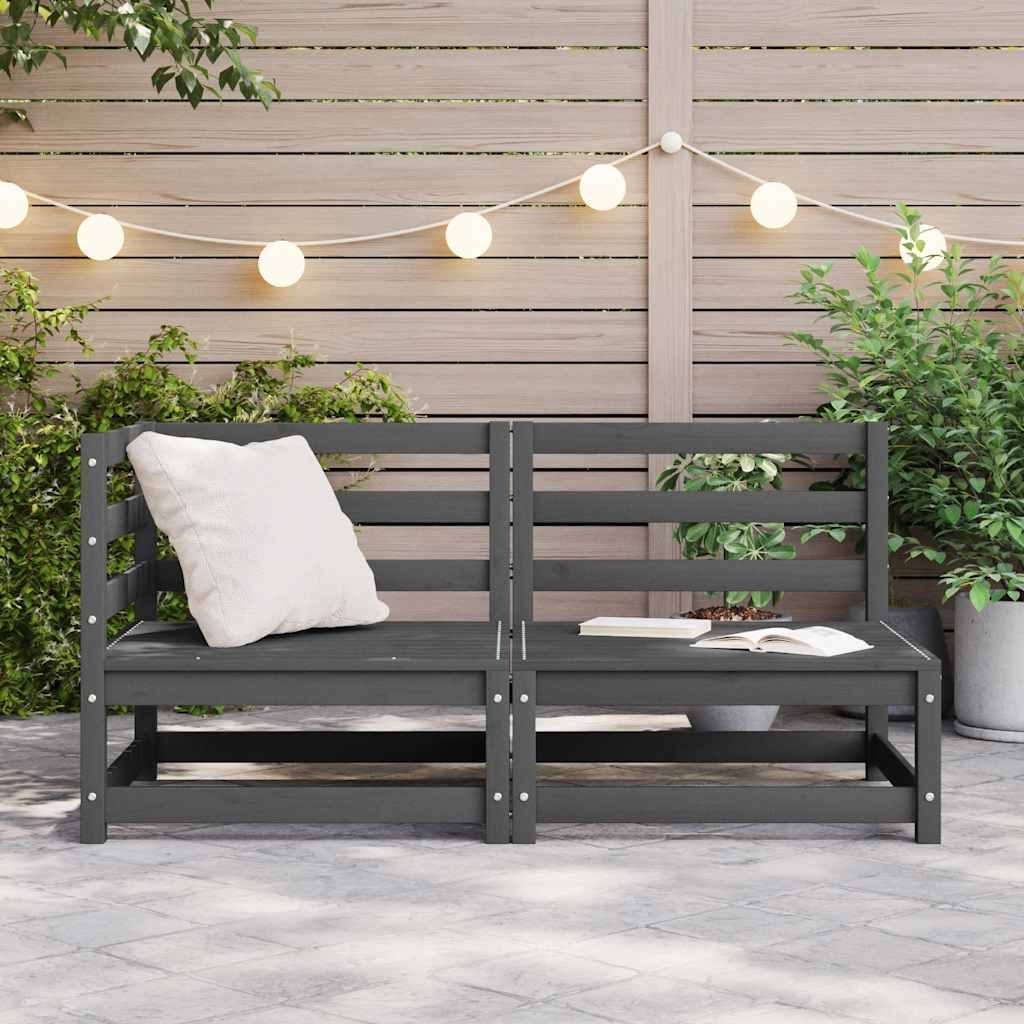 2-Tlg. Garten-Lounge-Set Kiefer Massivholz Grau