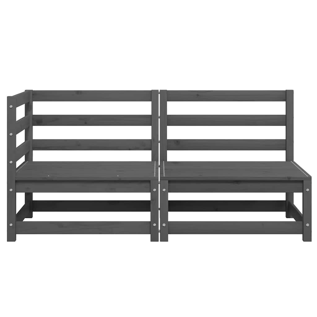 2-Tlg. Garten-Lounge-Set Kiefer Massivholz Grau