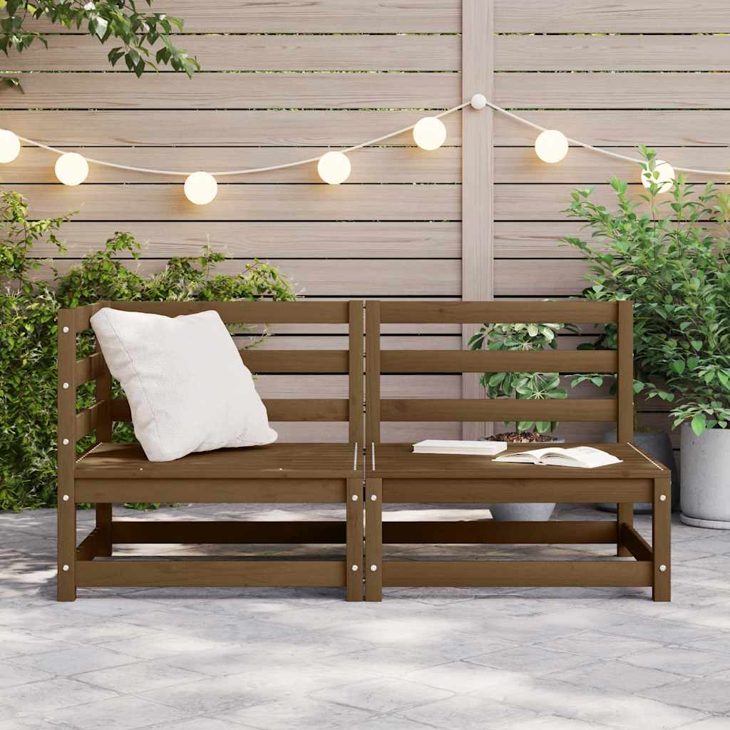 2-Tlg. Garten-Lounge-Set Massivholz Kiefer Honigbraun