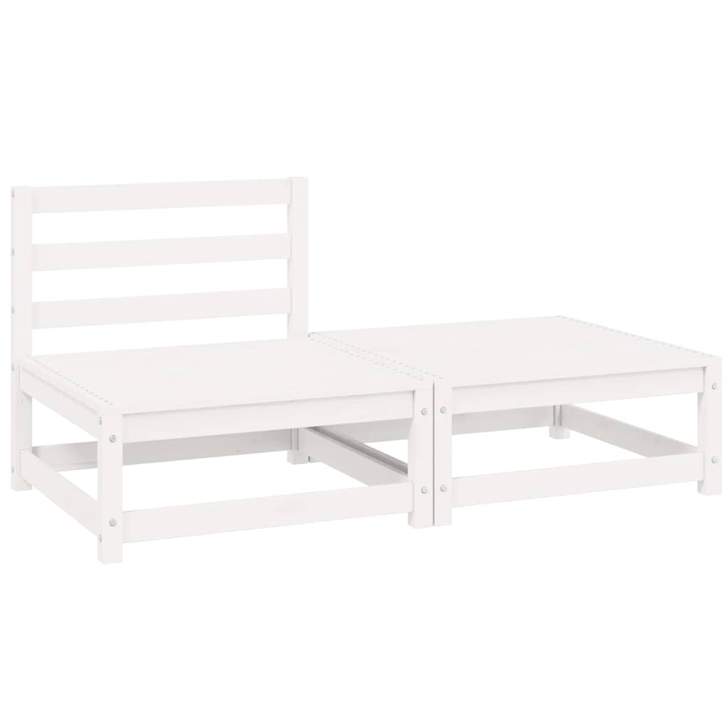 2-Tlg. Garten-Lounge-Set Kiefer Massivholz Weiß