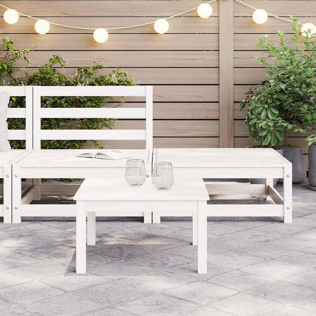 2-Tlg. Garten-Lounge-Set Kiefer Massivholz Weiß