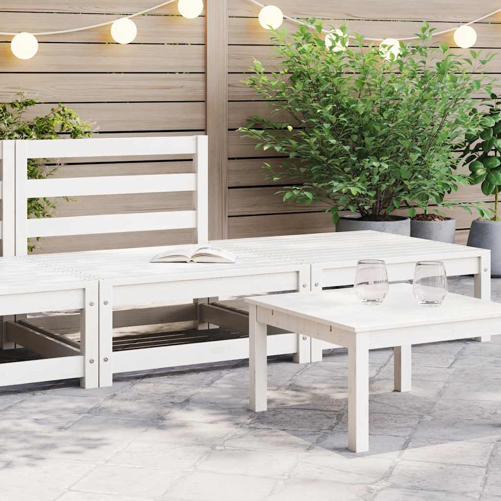 2-Tlg. Garten-Lounge-Set Kiefer Massivholz Weiß