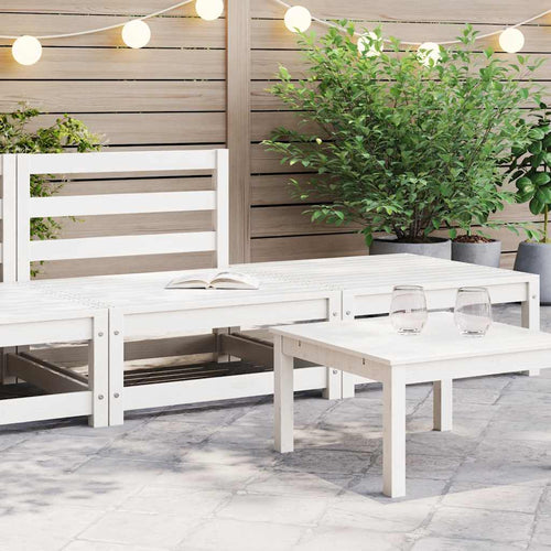 2-Tlg. Garten-Lounge-Set Kiefer Massivholz Weiß