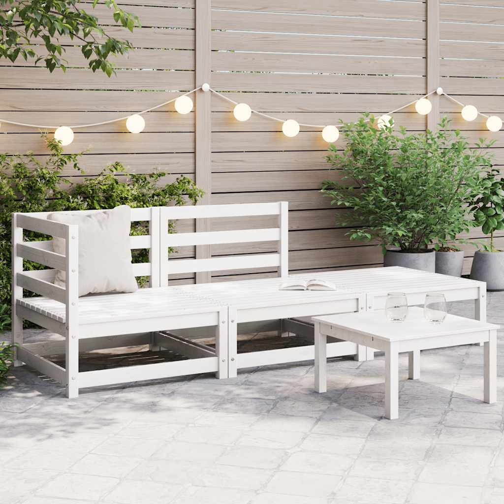 2-Tlg. Garten-Lounge-Set Kiefer Massivholz Weiß