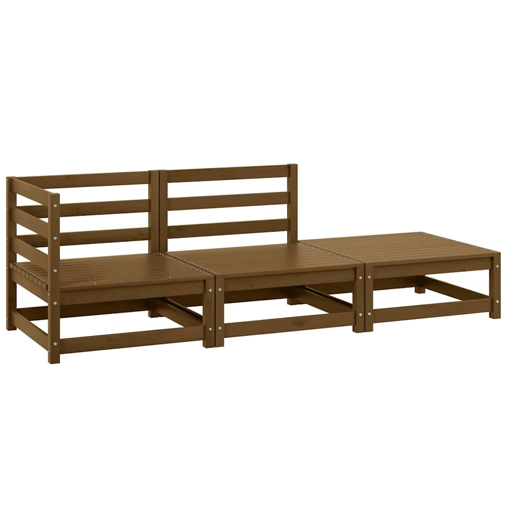 2-Tlg. Garten-Lounge-Set Massivholz Kiefer Honigbraun