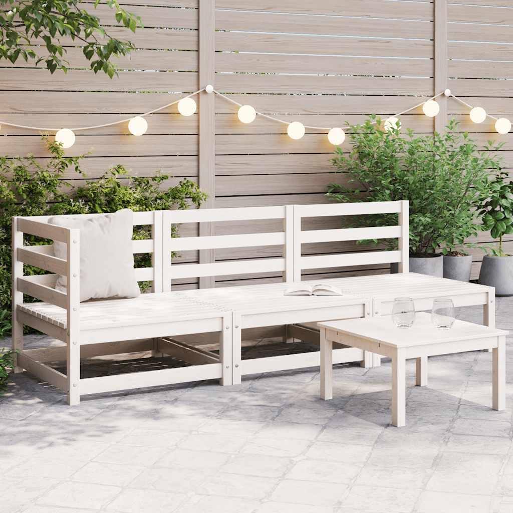 2-Tlg. Garten-Lounge-Set Kiefer Massivholz Weiß