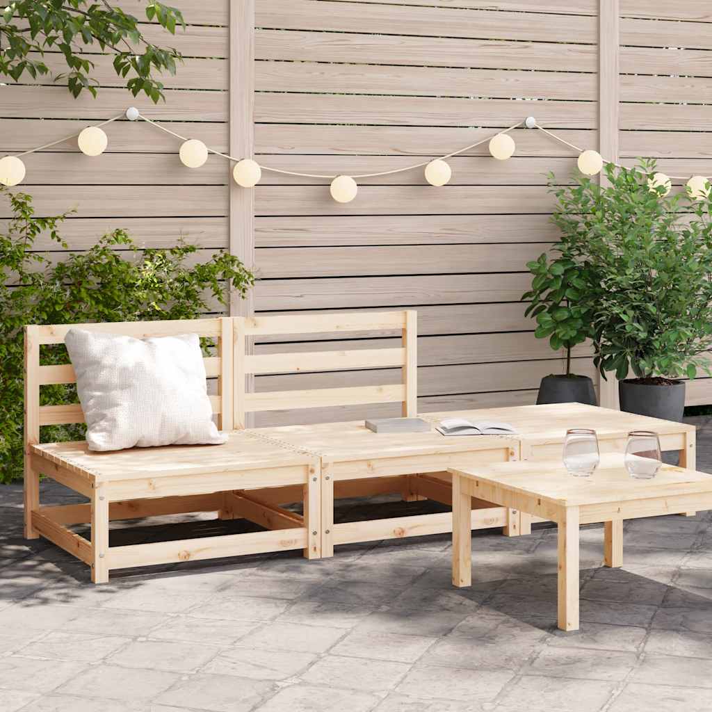 2-Tlg. Garten-Lounge-Set Massivholz Kiefer Natur