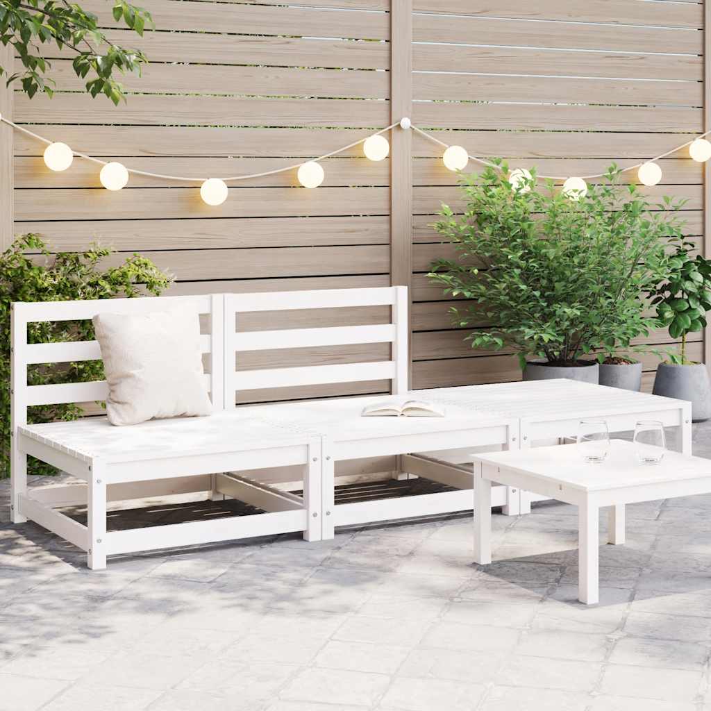 2-Tlg. Garten-Lounge-Set Kiefer Massivholz Weiß