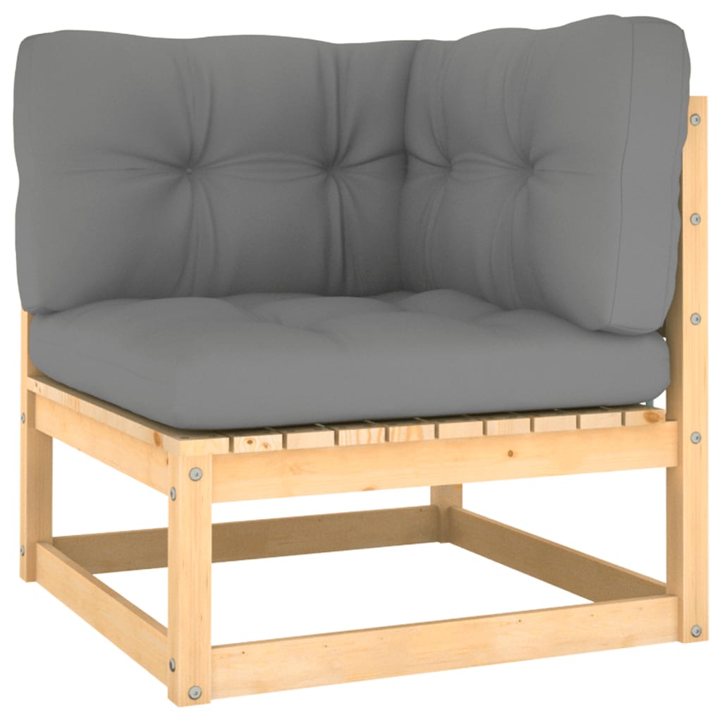 2-Tlg. Garten-Lounge-Set Mit Kissen Kiefer Massivholz
