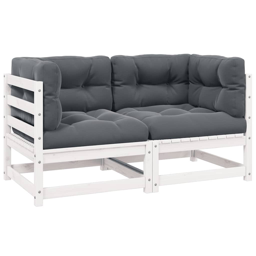 2-Tlg. Garten-Lounge-Set Mit Kissen Kiefer Massivholz