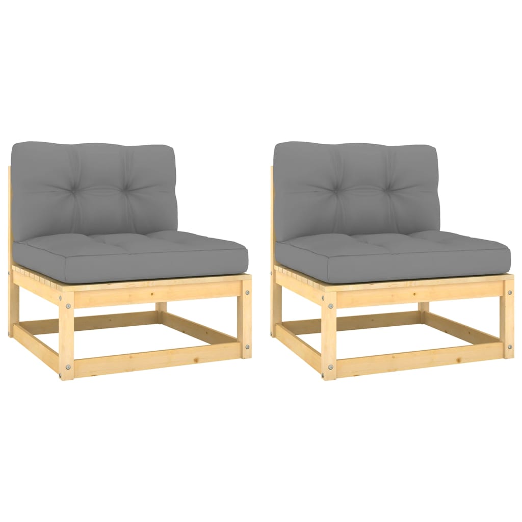 2-Tlg. Garten-Lounge-Set Mit Kissen Kiefer Massivholz