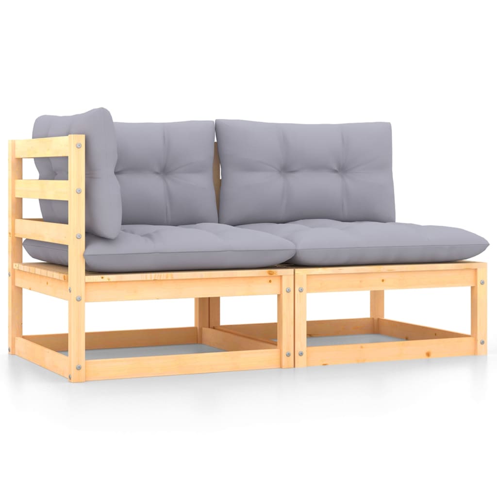 2-Tlg. Garten-Lounge-Set Mit Kissen Kiefer Massivholz
