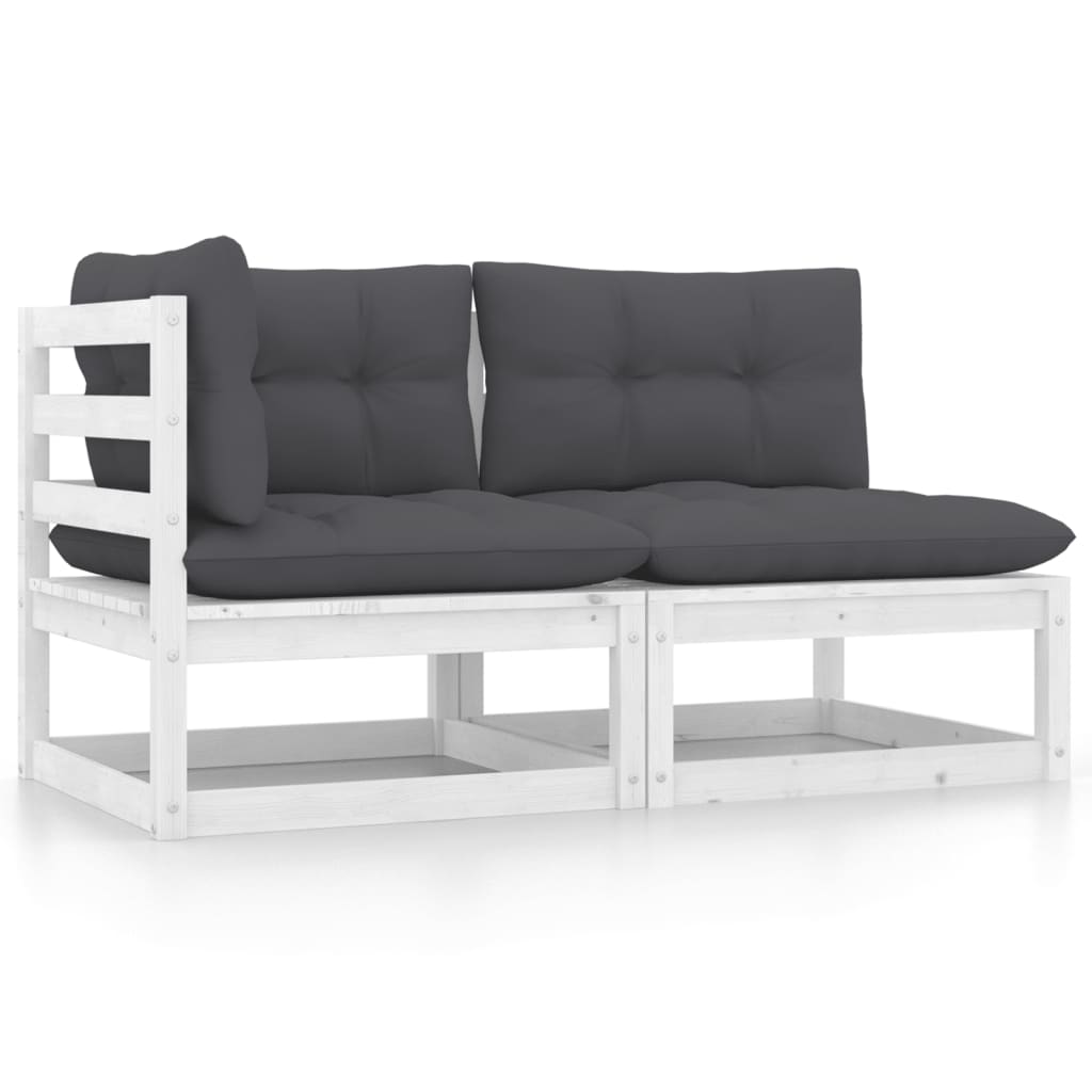 2-Tlg. Garten-Lounge-Set Mit Kissen Kiefer Massivholz