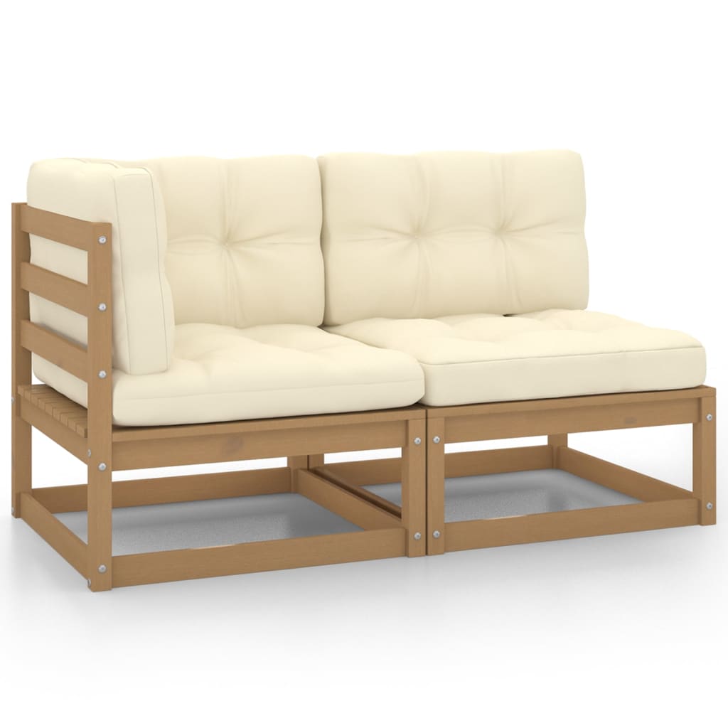 2-Tlg. Garten-Lounge-Set Mit Kissen Kiefer Massivholz