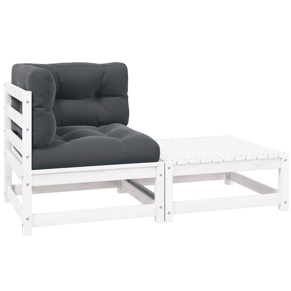 2-Tlg. Garten-Lounge-Set Mit Kissen Kiefer Massivholz