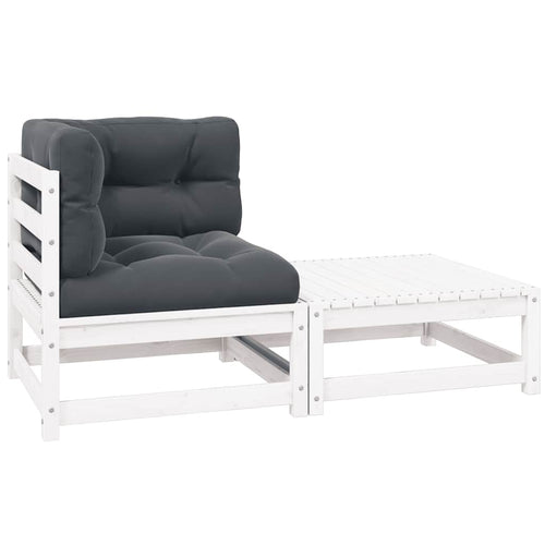 2-Tlg. Garten-Lounge-Set Mit Kissen Kiefer Massivholz