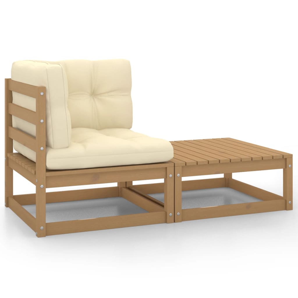 2-Tlg. Garten-Lounge-Set Mit Kissen Kiefer Massivholz