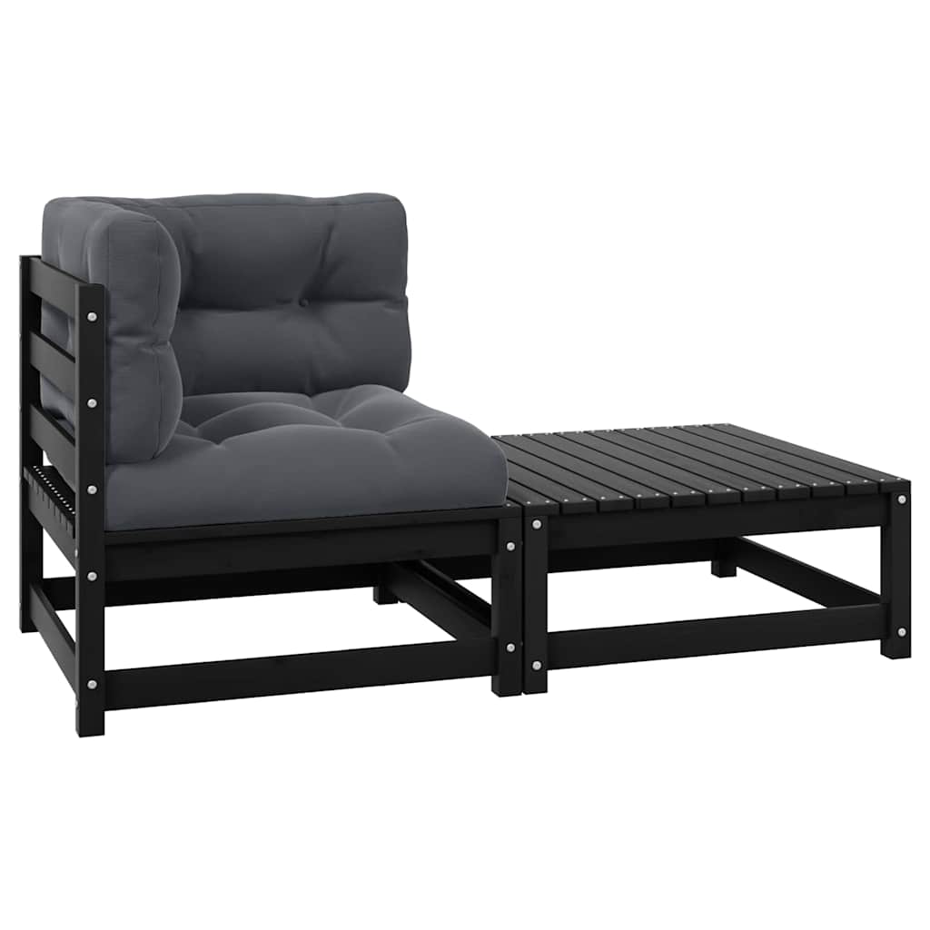 2-Tlg. Garten-Lounge-Set Mit Kissen Kiefer Massivholz