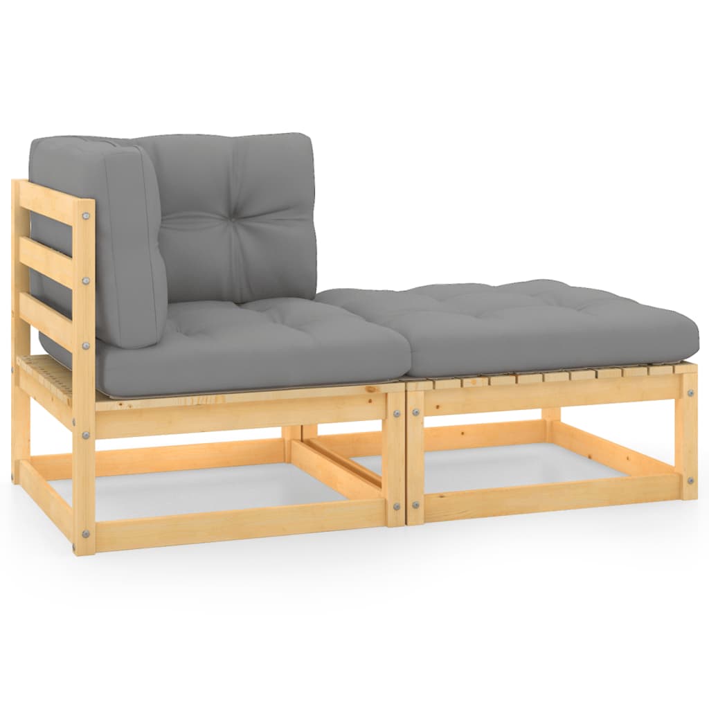 2-Tlg. Garten-Lounge-Set Mit Kissen Kiefer Massivholz