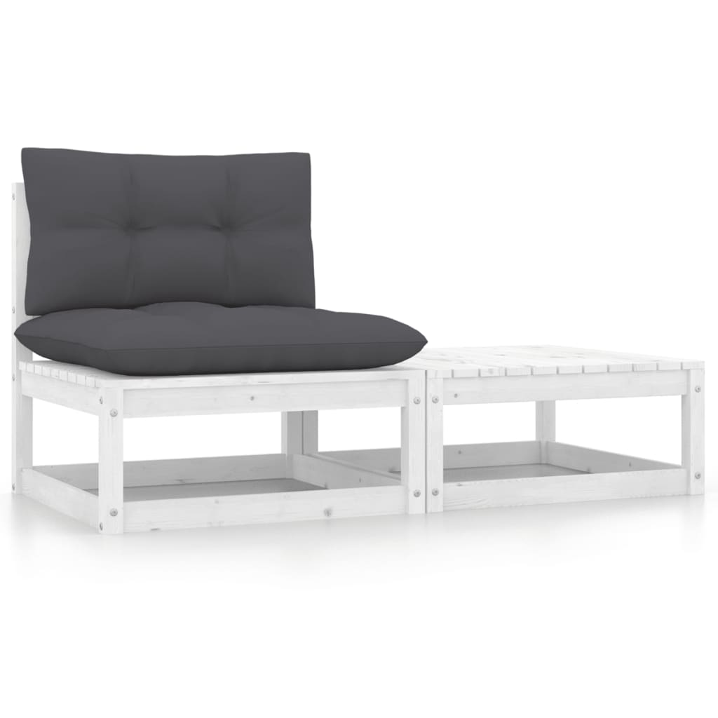 2-Tlg. Garten-Lounge-Set Mit Kissen Kiefer Massivholz