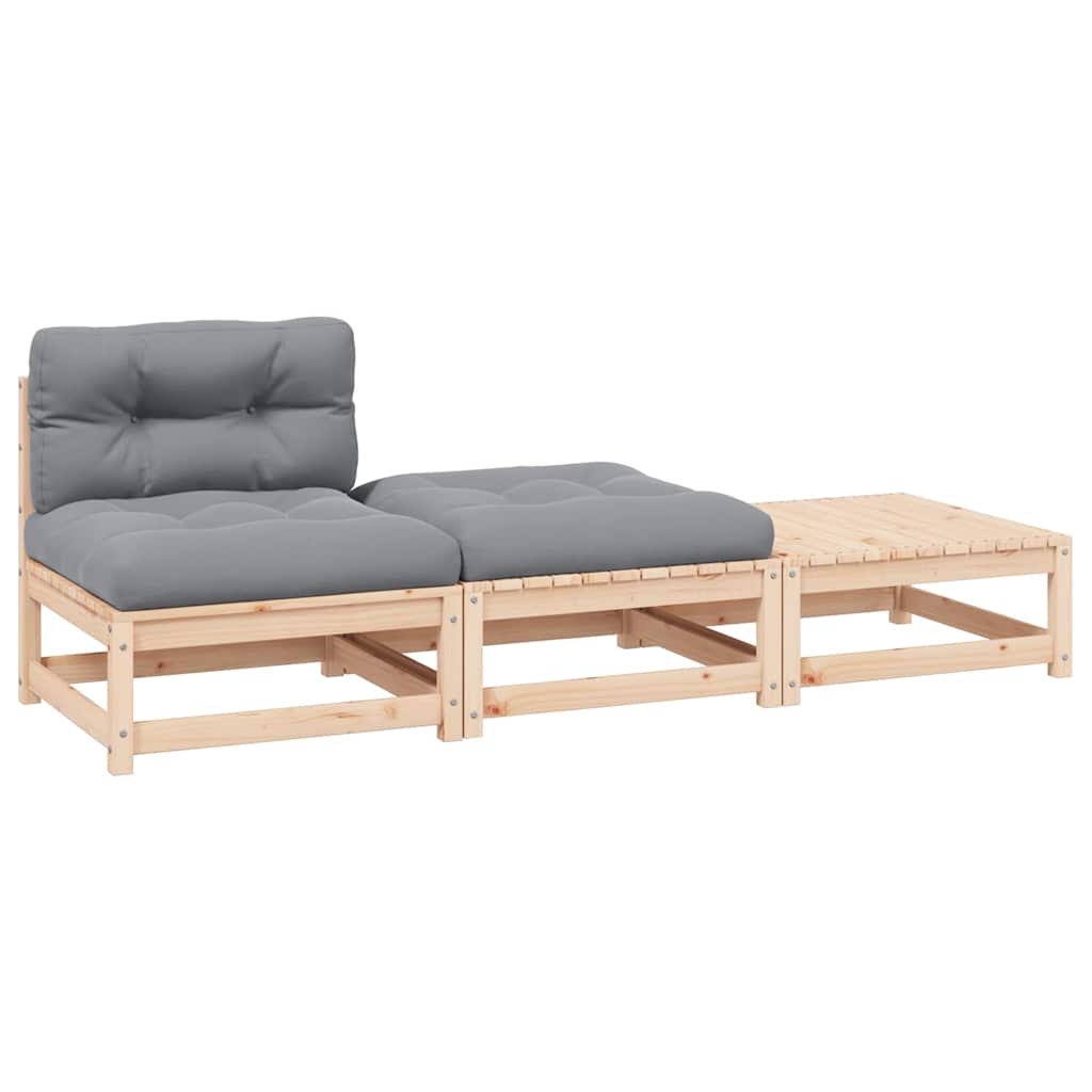 2-Tlg. Garten-Lounge-Set Mit Kissen Kiefer Massivholz