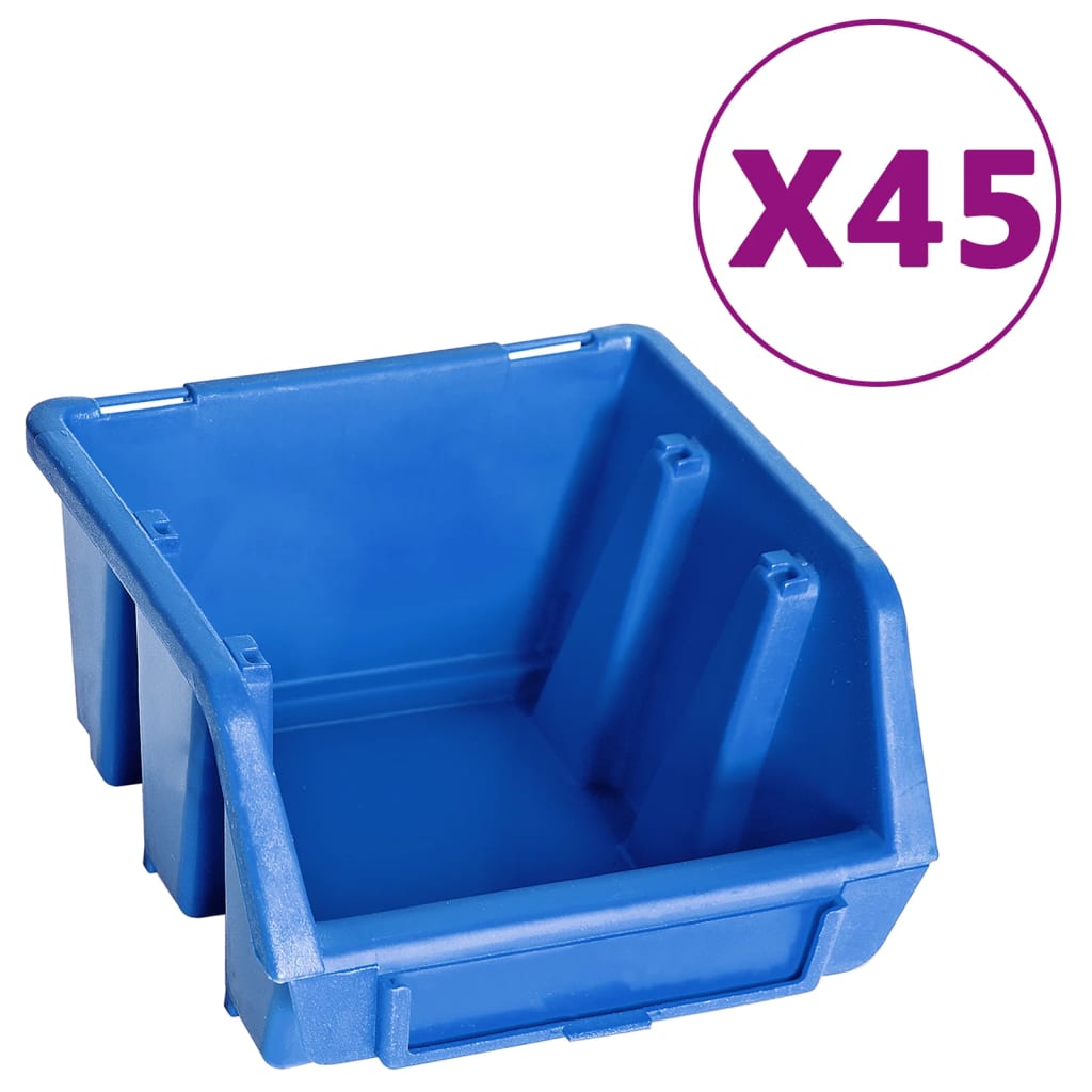 48Tlg. Behälter-Set Für Kleinteile Mit Wandplatten Blau Schwarz